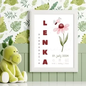 Ilustracija Rožica darilo ob rojstvu