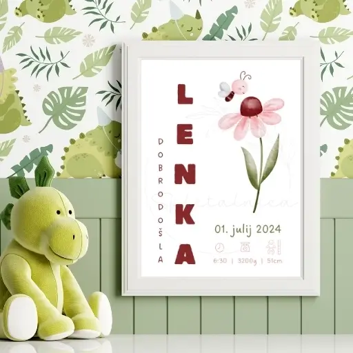 Ilustracija Rožica darilo ob rojstvu