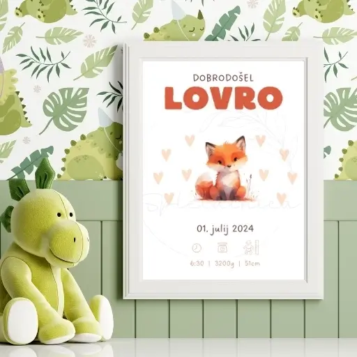 Ilustracija Lisička darilo ob rojstvu