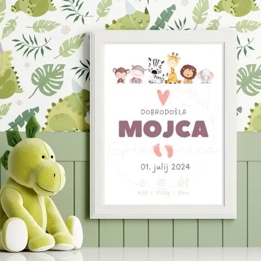 Ilustracija Afriške živali darilo ob rojstvu