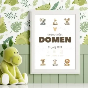 Ilustracija Živali darilo ob rojstvu