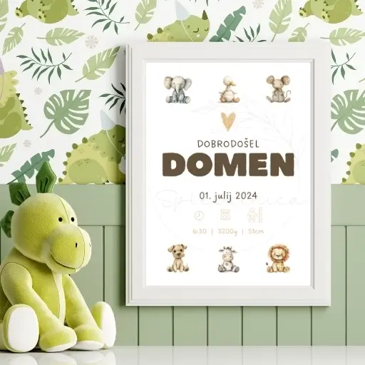 Ilustracija Živali darilo ob rojstvu