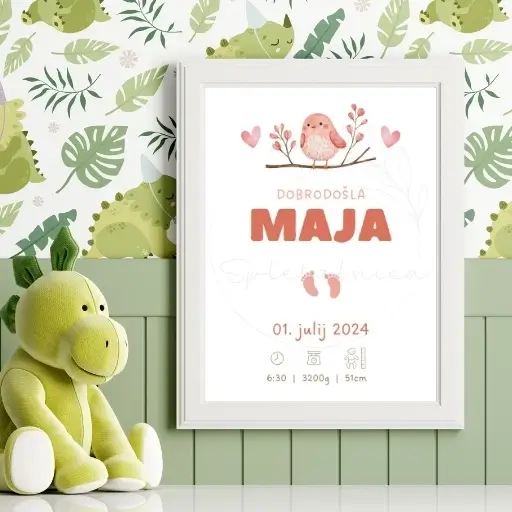 Ilustracija Ptička darilo ob rojstvu