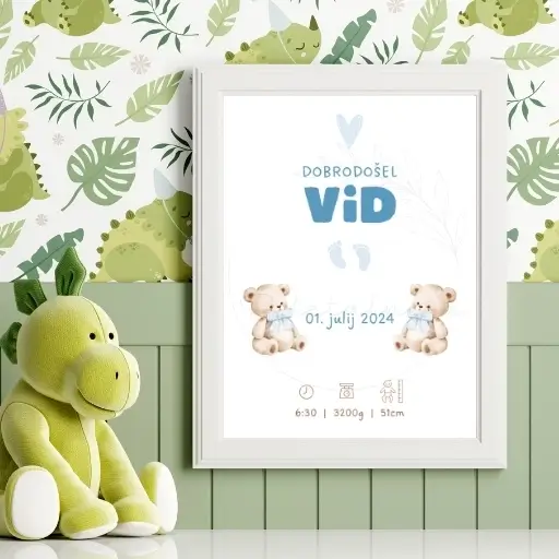 Ilustracija Medvedka darilo ob rojstvu