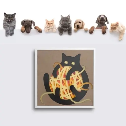 Muca s klopko 3D slika